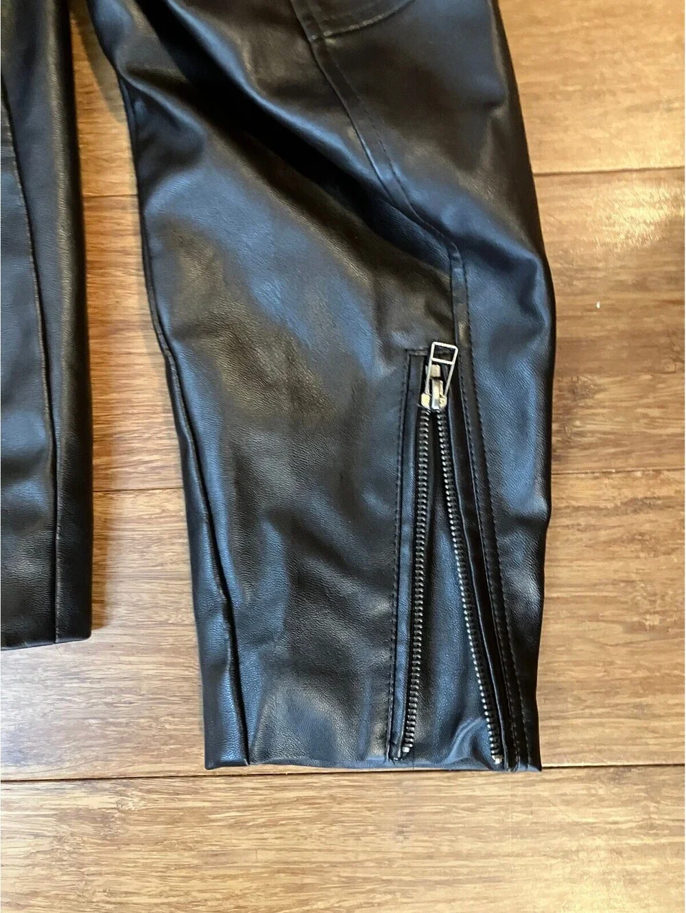 J.Ferrar Mens XL Black Faux Moto Jacket Asymmetric Zip Biker Jacket